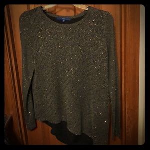 Apt 9- long sleeve grey knit with sequence blouse